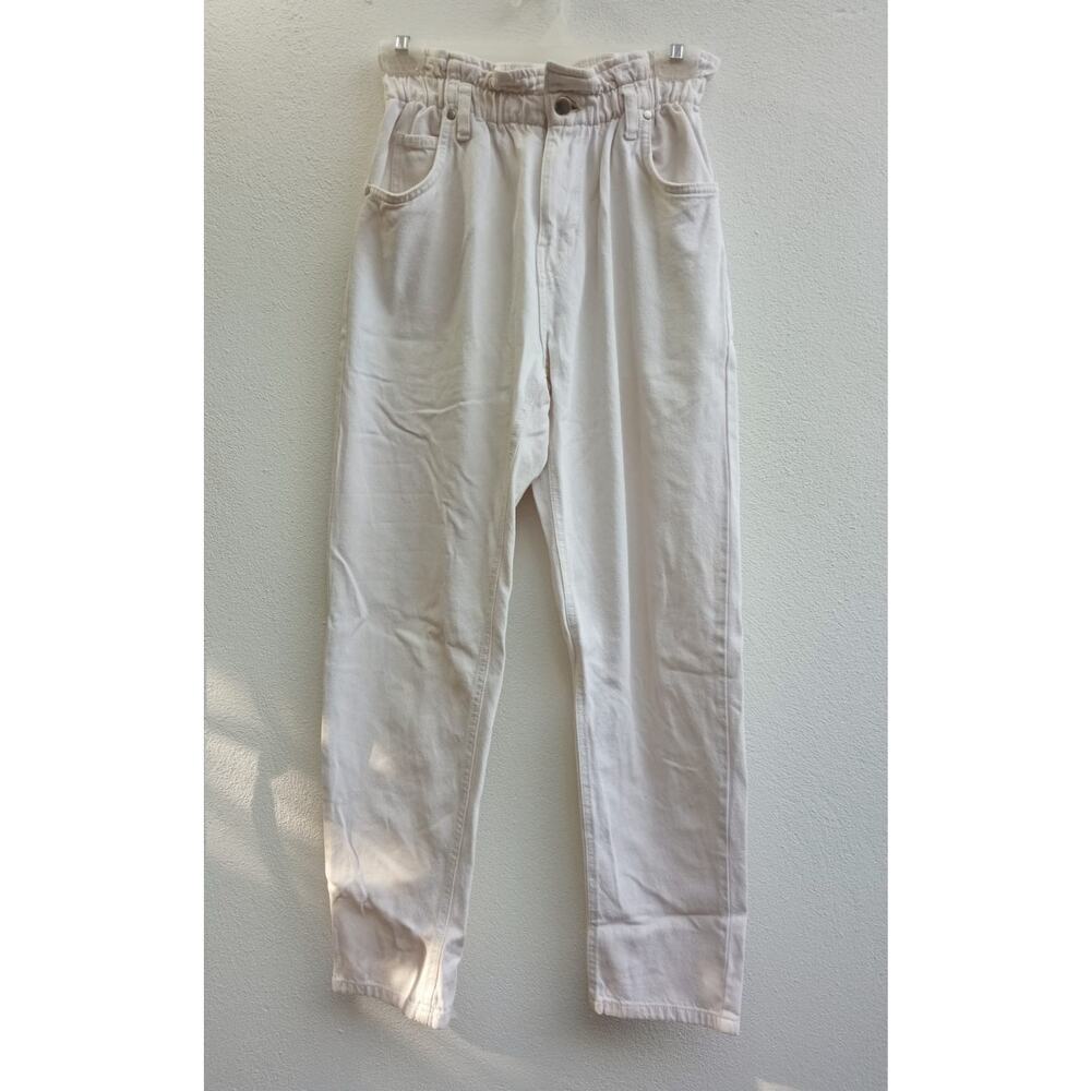 Forever 21 Paperbag Waist Straight Jeans Women's Tan High Rise 2-Button Size S